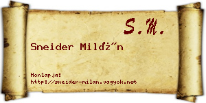 Sneider Milán névjegykártya